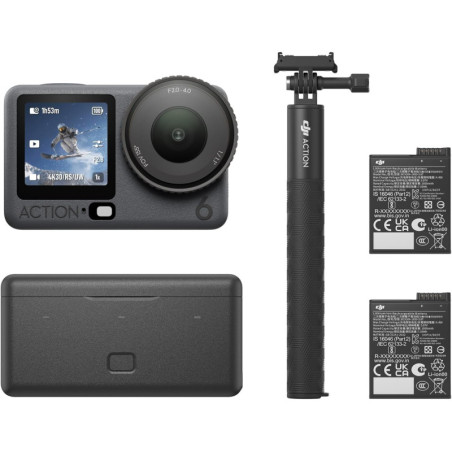 DJI Osmo Action 6 Enhanced Combo - Caméra d'action 4K, capteur 1/1.1, ouverture variable f/2.0-f/4.0, batterie double
