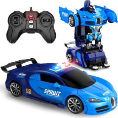 Voiture Télécommandée Robot Transformable 360°, LED, Cadeau