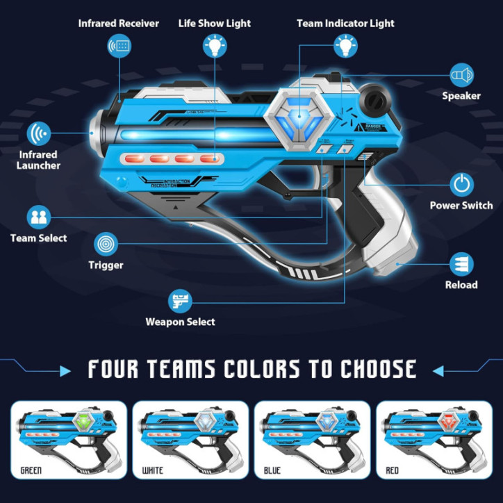Laser Tag Guns Set of 2 with LED Score Display Vests, Fun Birthday Gift for Kids Ages 6+ Teens & Adults Laser Tag Guns Set of 2 with LED Score Display Vests, Fun Birthday Gift for Kids Ages 6+ Teens & Adults
