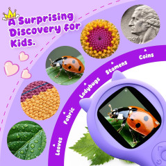 Kids Mini Pocket Microscope - STEM Science Toy for Ages 5-12 (Purple)