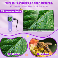 Microscope Portable Mini pour Enfants - Jouet Éducatif STEM Cadeau Anniversaire Noël Filles 5-12 Ans (Violet)