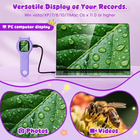 Mini Pocket Handheld Microscope for Kids - STEM Educational Science Toy for Ages 5-12, Purple