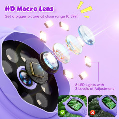 Kids Mini Pocket Microscope - STEM Science Toy for Ages 5-12 (Purple)