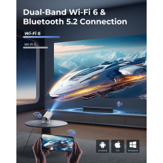 Mini Projecteur CLOKOWE WiFi Bluetooth, 1080P, Rotation 180°