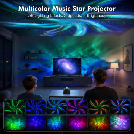 Rossetta Galaxy Star Projector with Bluetooth Speaker, White Noise, Remote, Timer – Night Light for Kids & Adults