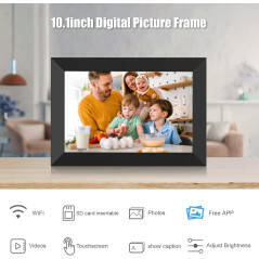Cadre Photo Numérique WiFi 10,1 IPS HD 1280x800 Tactile, Rotation Auto, Diaporama, Partage à Distance via App