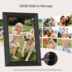 Frameo 10.1 WiFi Digital Photo Frame, HD IPS Touchscreen, 32GB, Auto-Rotate, Wall Mount, Share via App