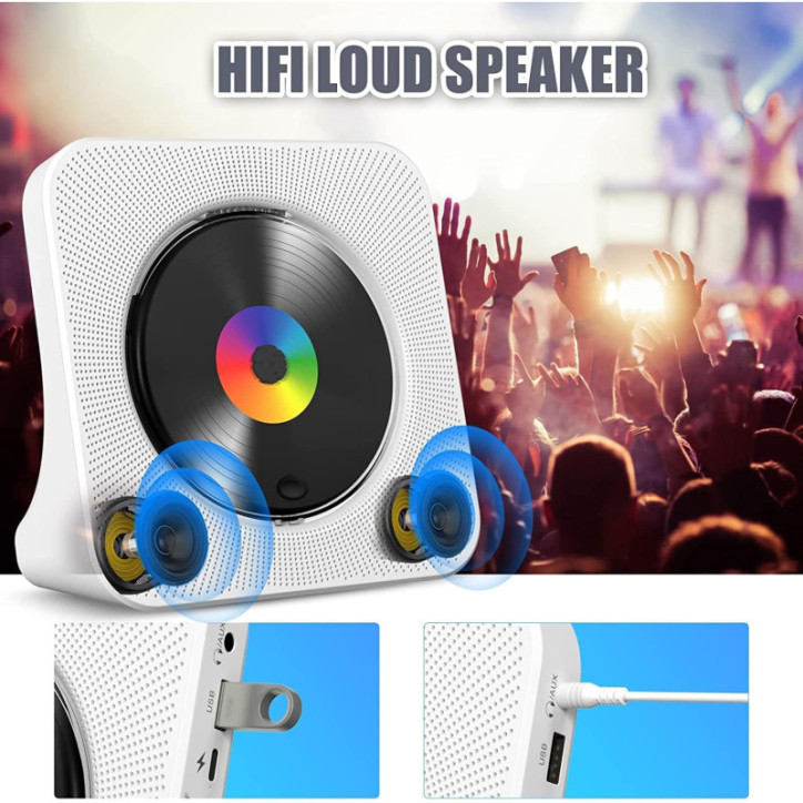 Gueray Lecteur CD Portable Bluetooth avec Haut-parleurs HiFi, Radio FM, Écran LCD, Minuteur, USB Type-C Gueray Lecteur CD Portable Bluetooth avec Haut-parleurs HiFi, Radio FM, Écran LCD, Minuteur, USB Type-C