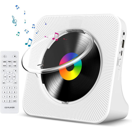 Gueray Lecteur CD Portable Bluetooth avec Haut-parleurs HiFi, Radio FM, Écran LCD, Minuteur, USB Type-C