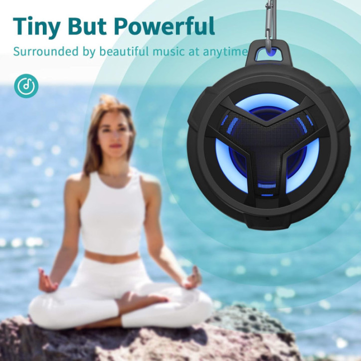 EBODA Bluetooth Shower Speaker - IP67 Waterproof, Floating, LED Light, 2000mAh, True Wireless Stereo - Black EBODA Bluetooth Shower Speaker - IP67 Waterproof, Floating, LED Light, 2000mAh, True Wireless Stereo - Black