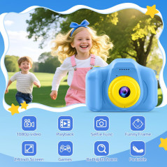Desuccus Kids HD Digital Camera Toy with 32GB Card for Ages 3-9 - Blue