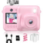 Appareil Photo Instantané Enfant 48MP Selfie 1080P avec Impression, Carte 32GB, Papier, Rose Appareil Photo Instantané Enfant 48MP Selfie 1080P avec Impression, Carte 32GB, Papier, Rose