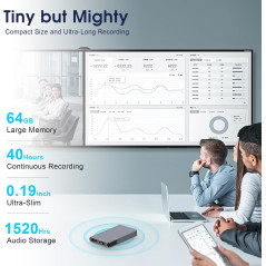 Enregistreur Vocal Numérique 64GB - 40H, IA & Réduction Bruit