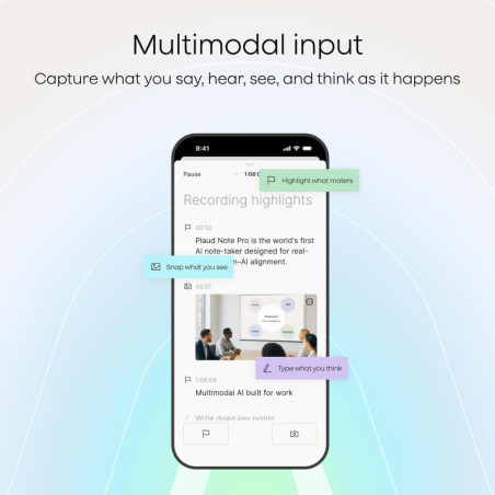 Enregistreur Vocal AI Plaud Note, Transcription & Résumé, 64GB