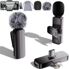2 Pack Wireless Mini Lavalier Mics for iPhone & Android – 65ft Range