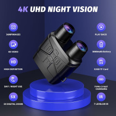 Jumelles Vision Nocturne 4K avec Écran HD et Batterie 5000mAh