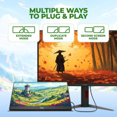 Écran Portable AOC 16T20 15.6 FHD USB-C, HDMI, Haut-parleurs