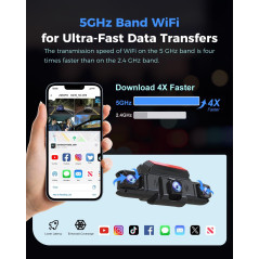 Caméra Dash 360° 4 Canaux Voiture GPS 5G WiFi Vision Nuit 128GB
