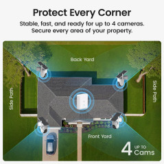 AOSU Wireless Outdoor Security Cameras 4-Pack, Solar, 2K Night Vision