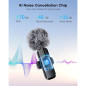Wireless Mini Lavalier Microphones 2-Pack for iPhone, iPad, Android - Bluetooth Clip-on Lapel Mics with Noise Reduction for Reco Wireless Mini Lavalier Microphones 2-Pack for iPhone, iPad, Android - Bluetooth Clip-on Lapel Mics with Noise Reduction for Reco