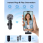 Microphone sans fil mini lavalier Bluetooth 2 en 1 pour iPhone, iPad, Android - 2 pièces, réduction de bruit Microphone sans fil mini lavalier Bluetooth 2 en 1 pour iPhone, iPad, Android - 2 pièces, réduction de bruit