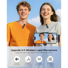 Microphone Sans Fil Mini Bluetooth 2 en 1 pour iPhone & Android