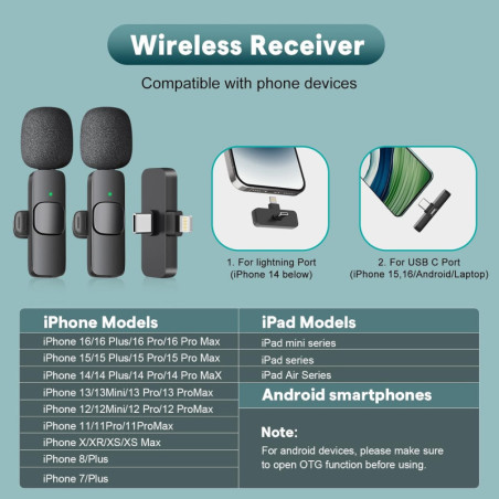 Microphone sans fil MAYBESTA Bluetooth Lavalier pour iPhone & Android - Clip pour YouTube, TikTok, Podcast