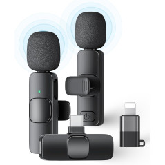 Microphone Lavalier Sans Fil 2 Pack pour iPhone & Android