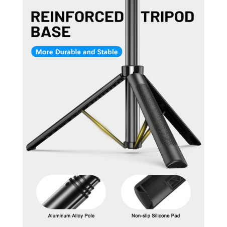 Kit Vlogging iPhone/Android 71 Trépied Selfie avec Lumière, Télécommande Sans Fil & Microphone Ajustable