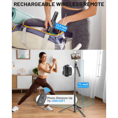 Kit Vlogging iPhone/Android 71 Selfie Stick Pro avec Lumière