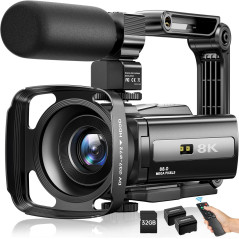 Caméra Vidéo 8K 88MP UHD WiFi Vlogging 18X Zoom, Vision Nocturne IR, Écran Tactile 3 + Accessoires