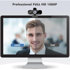 Webcam Gohero Full HD 1080P avec réduction de bruit, cache confidentialité, grand angle, USB Plug & Play