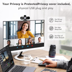 Gohero Full HD 1080P Webcam with Noise Cancellation & Privacy Cover