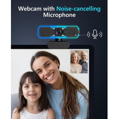 Webcam NBPOWER 1080P 60FPS avec Microphone et Lumière RGB