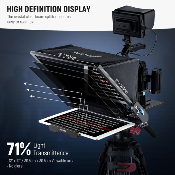 NEEWER Teleprompter X17 II 17 HD Beamsplitter, RT113 Remote/App Control, All Metal Frame, QR Plate, Max 44.1lb Load NEEWER Teleprompter X17 II 17 HD Beamsplitter, RT113 Remote/App Control, All Metal Frame, QR Plate, Max 44.1lb Load