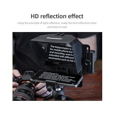 AMBITFUL 7.5'' Mini Teleprompter with Tabletop Tripod, Adjustable Phone Clip & Camera Ring for Streaming