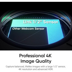 Insta360 Link 2C Webcam 4K 1/2 Capteur HDR Micro Annulation de Bruit IA Contrôle Gestuel PC/Mac