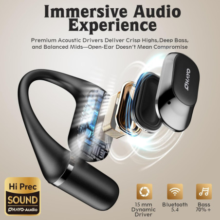 Casque Bluetooth 5.4 Over Ear avec Écran Digital & IPX6