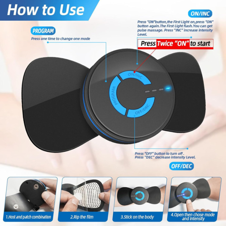 Mini Massager Rechargeable TENS Unit Stimulateur Musculaire EMS Soulagement Douleur Dos, Cou, Bras Mini Massager Rechargeable TENS Unit Stimulateur Musculaire EMS Soulagement Douleur Dos, Cou, Bras