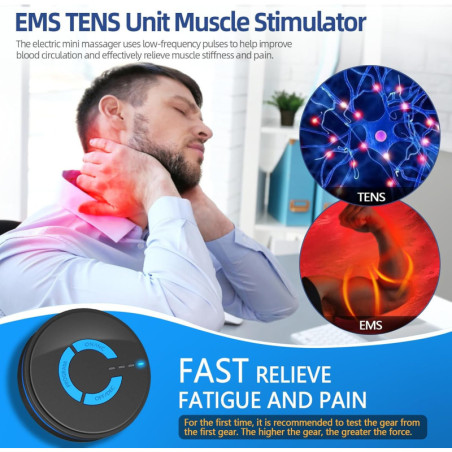 Rechargeable Mini TENS Unit Muscle Stimulator - Deep Tissue EMS Massager for Pain Relief, FSA/HSA Eligible