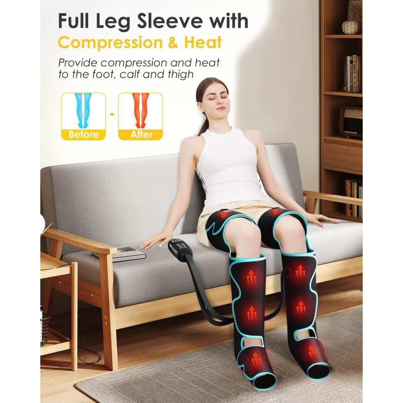 Appareil Massage Jambes Chauffant - Compression Air 3 Intensités