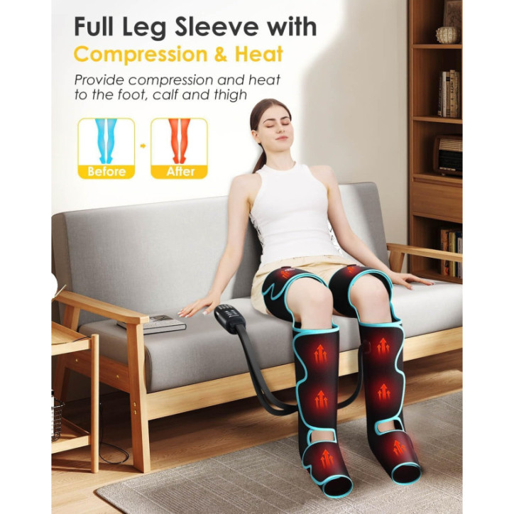 Leg Massager with Heat & Air Compression for Legs, Calf & Thigh – 3 Intensities, 6 Modes, FSA HSA Eligible Leg Massager with Heat & Air Compression for Legs, Calf & Thigh – 3 Intensities, 6 Modes, FSA HSA Eligible