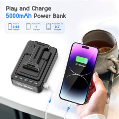 Support téléphone pliable TechGlow avec enceinte Bluetooth et power bank - Cadeaux high-tech pour tous