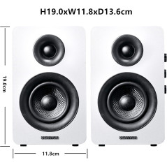 Enceintes Bibliothèque Actives Bluetooth 5.0 Sanyun SW208 3 60W DAC 24bit Son 3D Blanc (Paire)