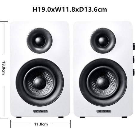 Enceintes Bibliothèque Actives Bluetooth 5.0 Sanyun SW208 3 60W DAC 24bit Son 3D Blanc (Paire)