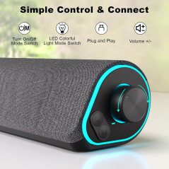 Enceintes Bluetooth SOULION R50 PC, LED & Son Surround