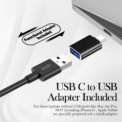 Loud Desktop Computer Speakers with Volume Control & USB-C Adapter - Black