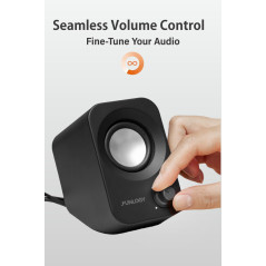 14W Stereo USB PC Speakers with 30° Tilt & Volume Control – Compact Black