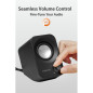 Enceintes stéréo PC 14W, USB, compactes avec inclinaison 30°, contrôle volume, noir Enceintes stéréo PC 14W, USB, compactes avec inclinaison 30°, contrôle volume, noir