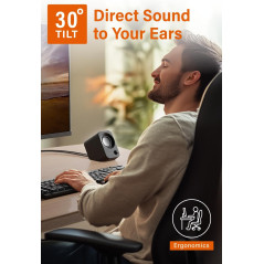 14W Stereo USB PC Speakers with 30° Tilt & Volume Control – Compact Black